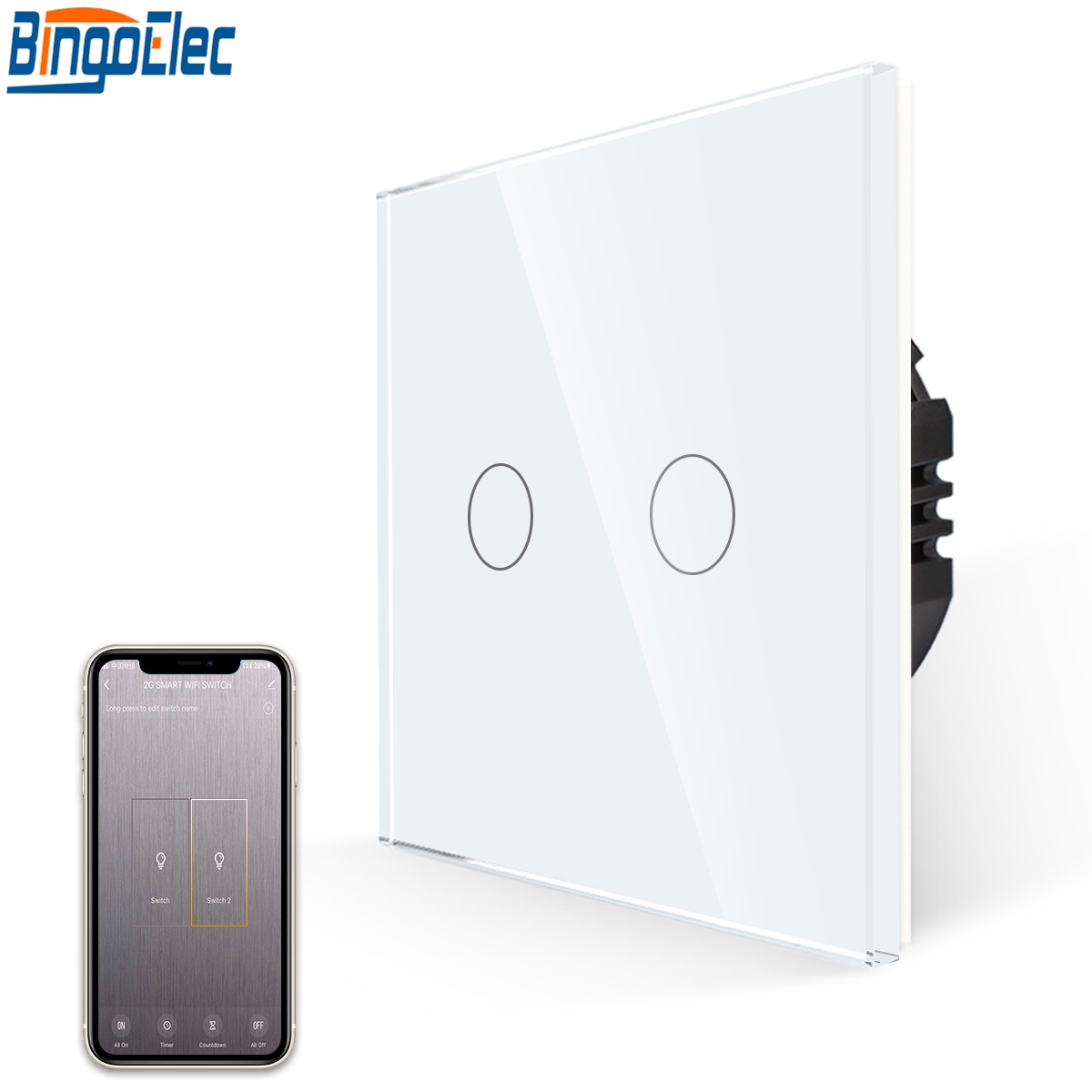 Bingoelec  W1-6201 2gang WiFi Switch(with Nuetral)