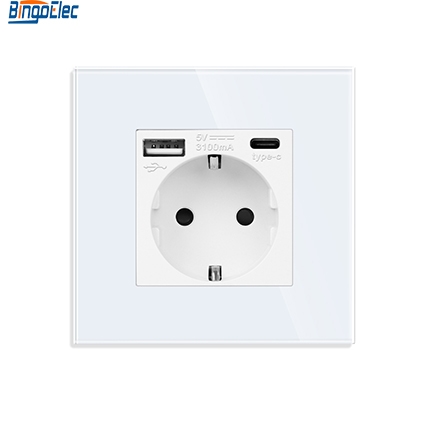 Bingoelec Europe Type F Wall Socket with USB A+C 20W fast Charging