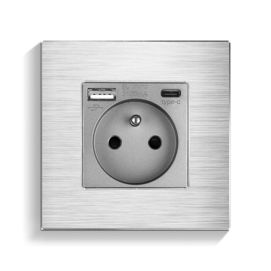 Bingoelec Europe Type E Wall Socket with USB A+C 20W fast Charging